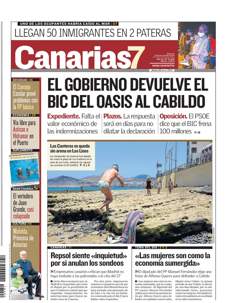 Portada Canarias7 22-05-2014