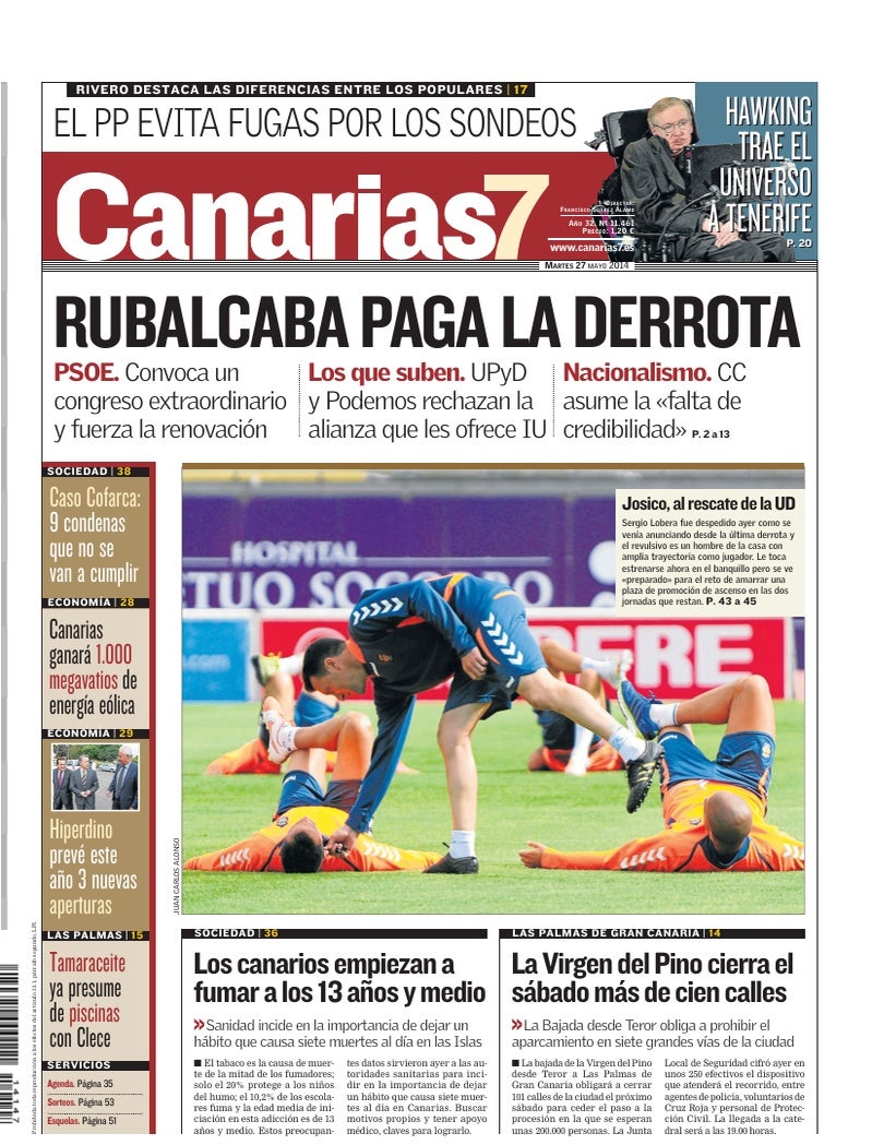 Portada Canarias7 27-05-2014