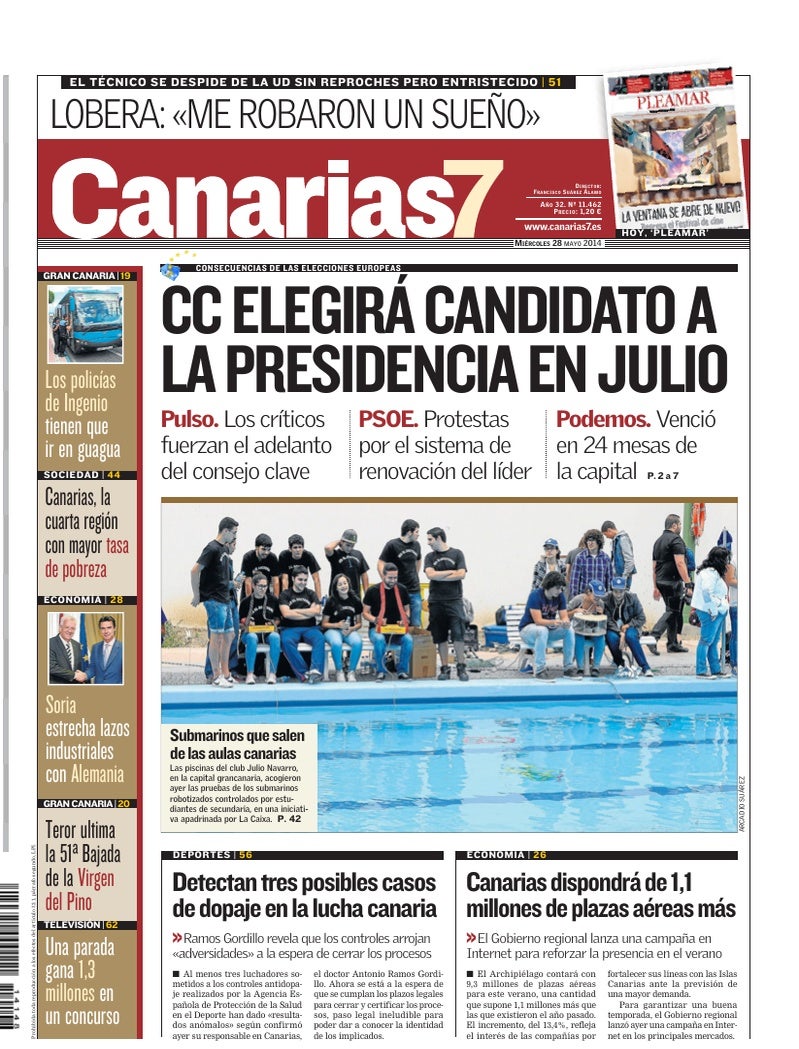 Portada Canarias7 28-05-2014