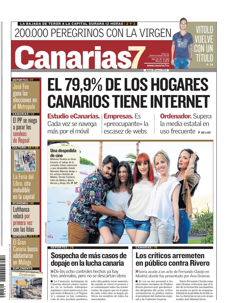 Portada Canarias7 29-05-2014