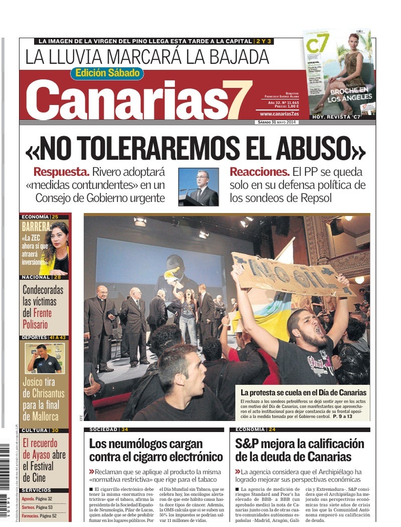 Portada Canarias7 31-05-2014