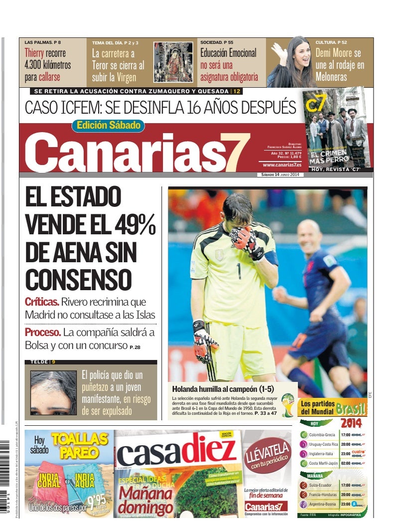 Portada Canarias7 14-06-2014