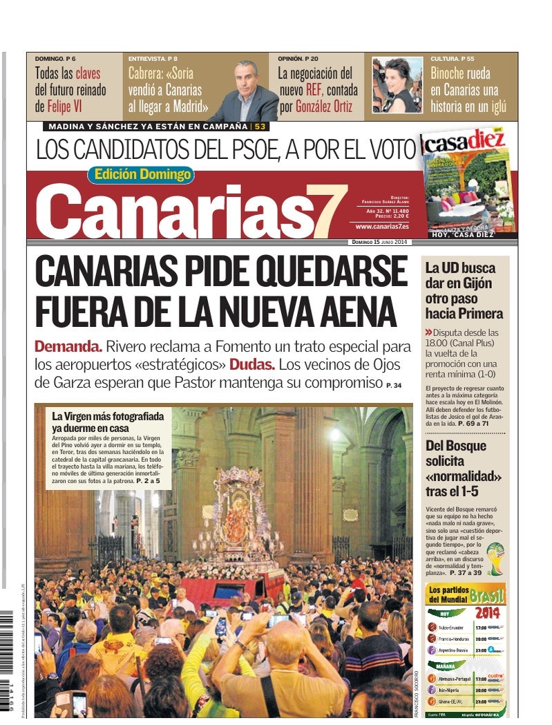 Portada Canarias7 15-06-2014