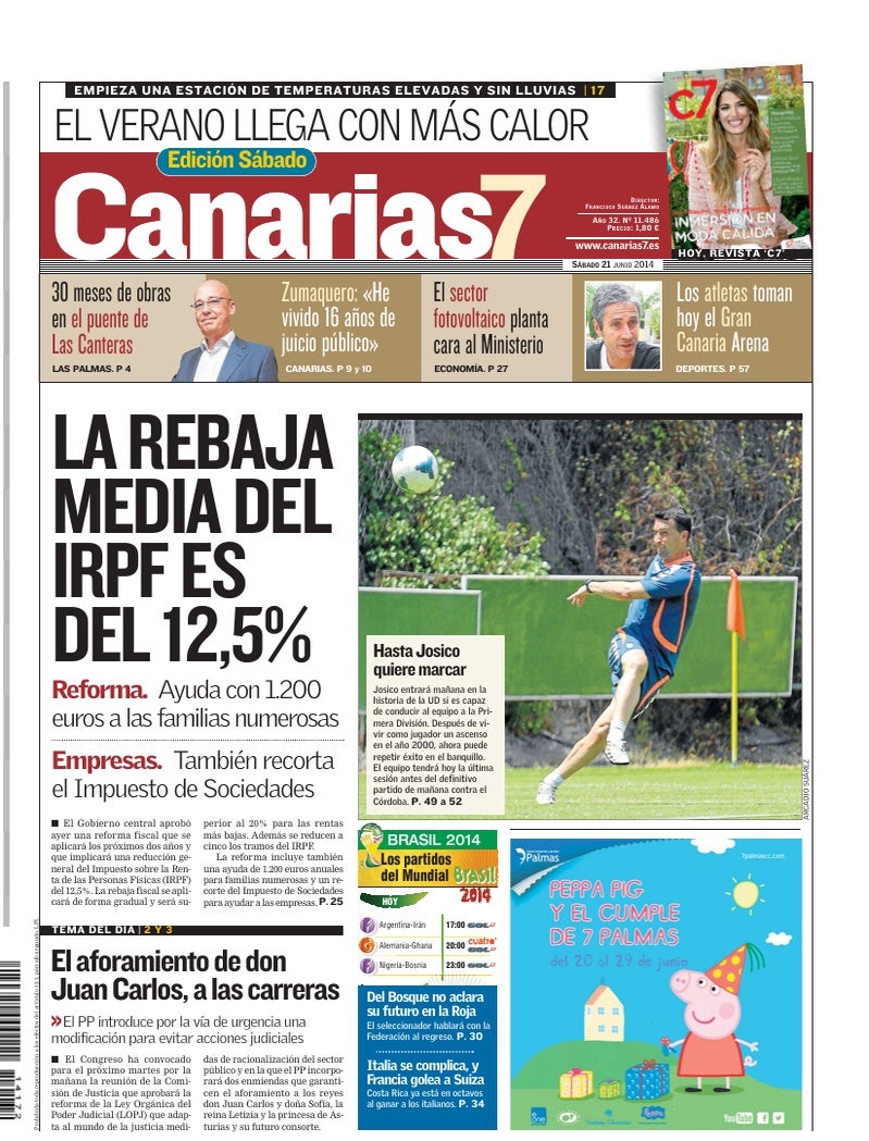 Portada Canarias7 21-06-2014