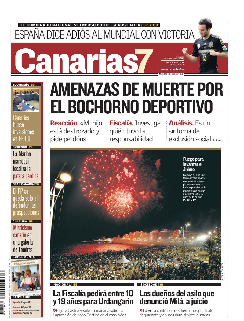 Portada Canarias7 24-06-2014