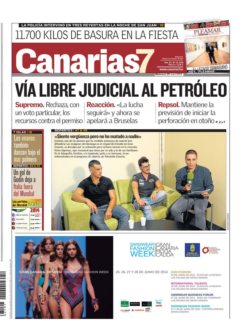 Portada Canarias7 25-06-2014