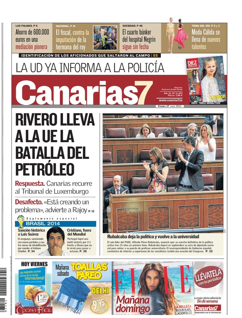 Portada Canarias7 27-06-2014