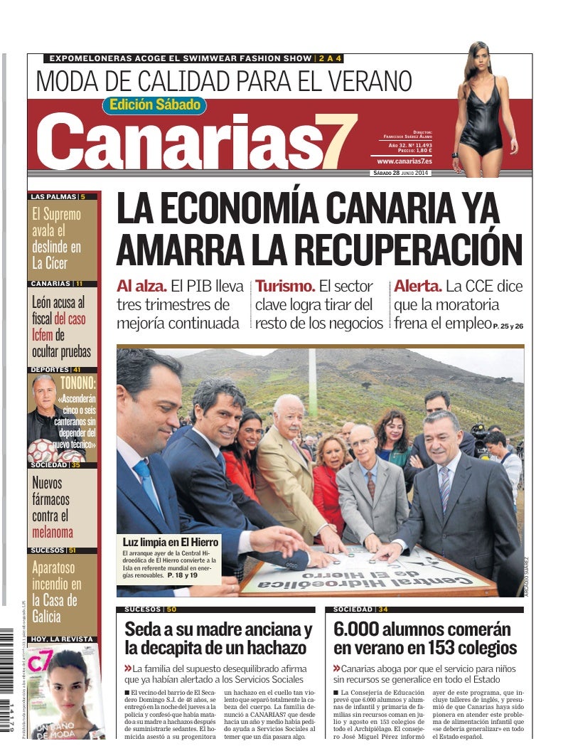 Portada Canarias7 28-06-2014