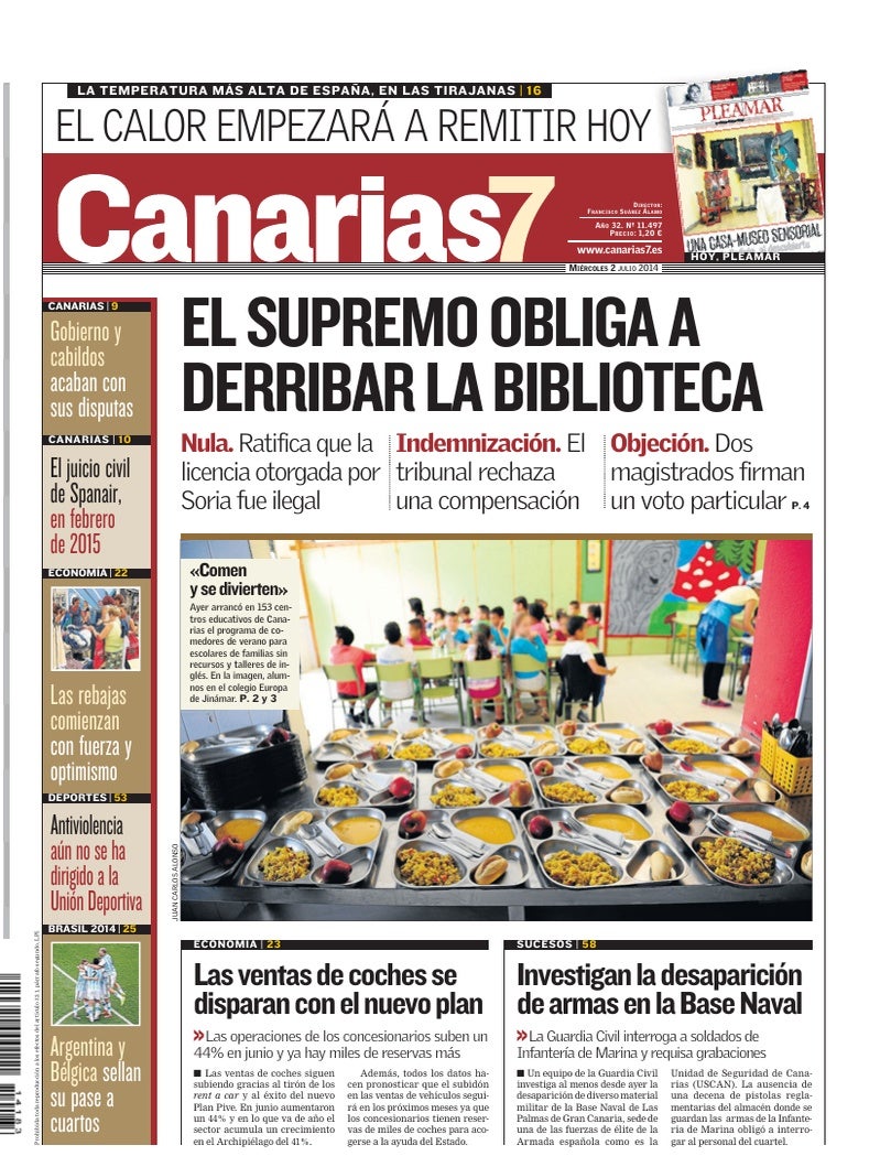 Portada Canarias7 02-07-2014
