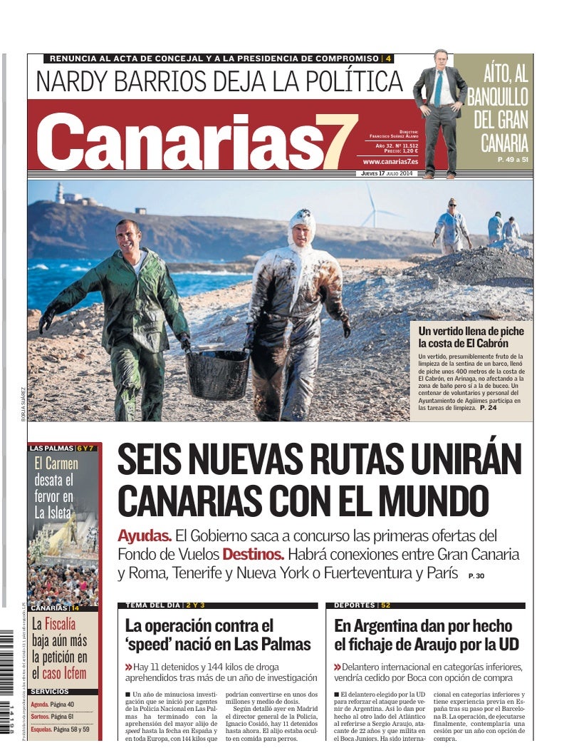 Portada Canarias7 17-07-2014