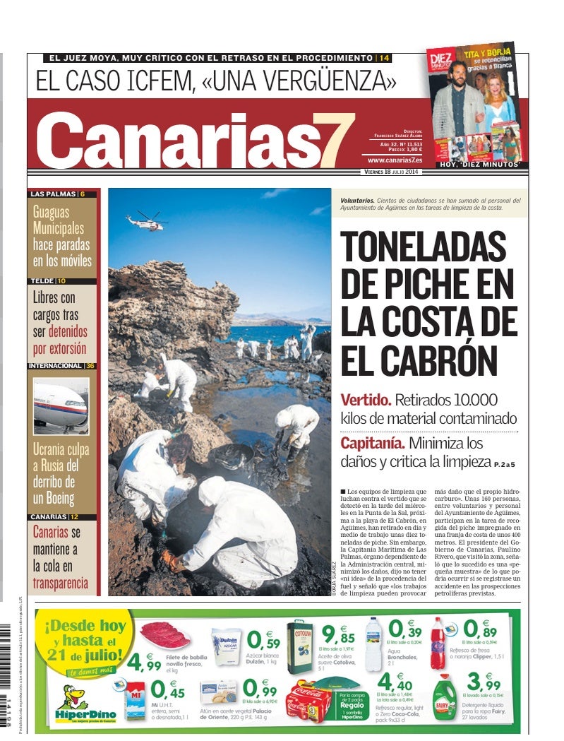 Portada Canarias7 18-07-2014