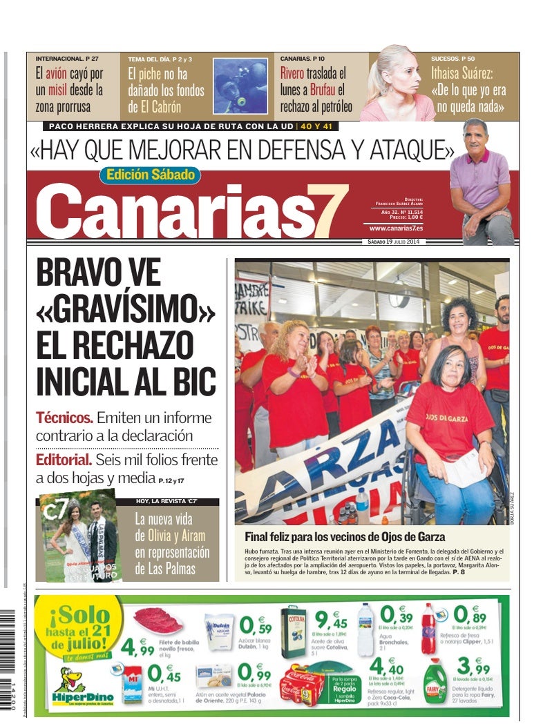 Portada Canarias7 19-07-2014