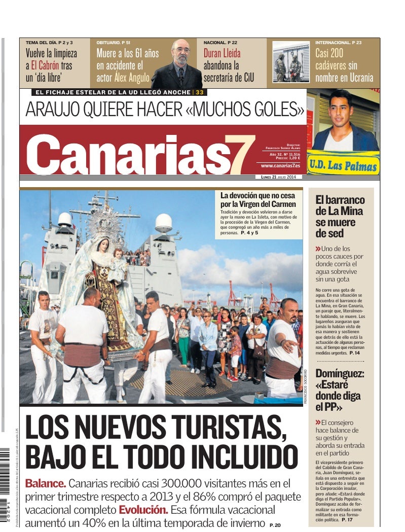 Portada Canarias7 21-07-2014