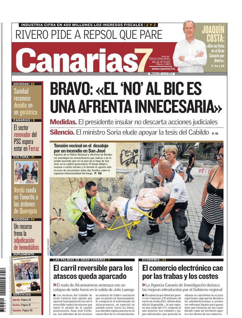 Portada Canarias7 22-07-2014