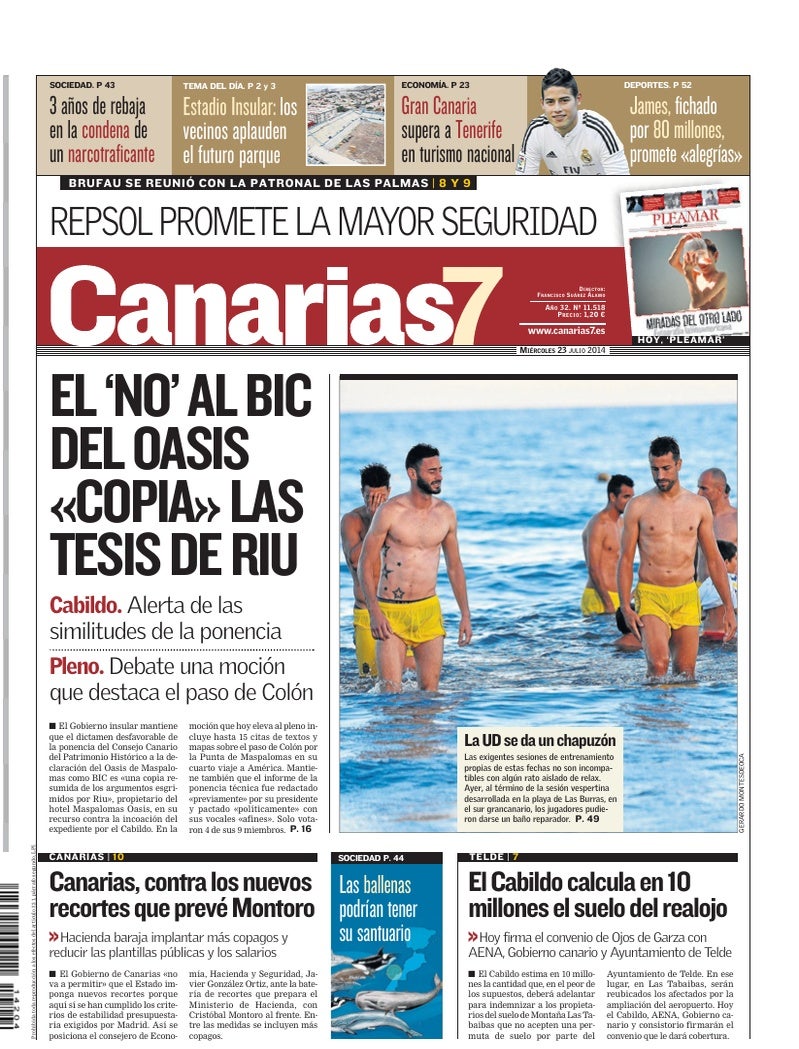 Portada Canarias7 23-07-2014