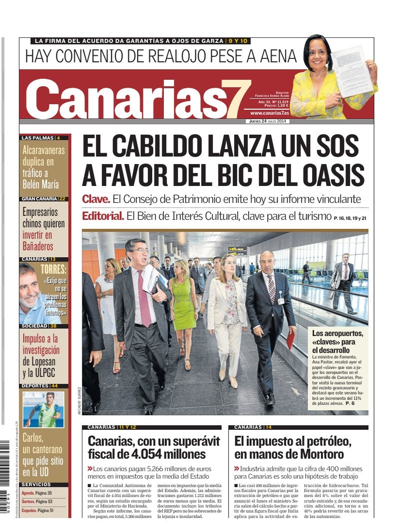 Portada Canarias7 24-07-2014
