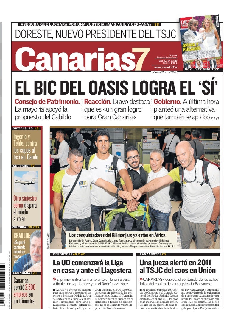 Portada Canarias7 25-07-2014
