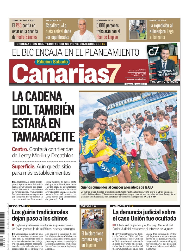 Portada Canarias7 26-07-2014