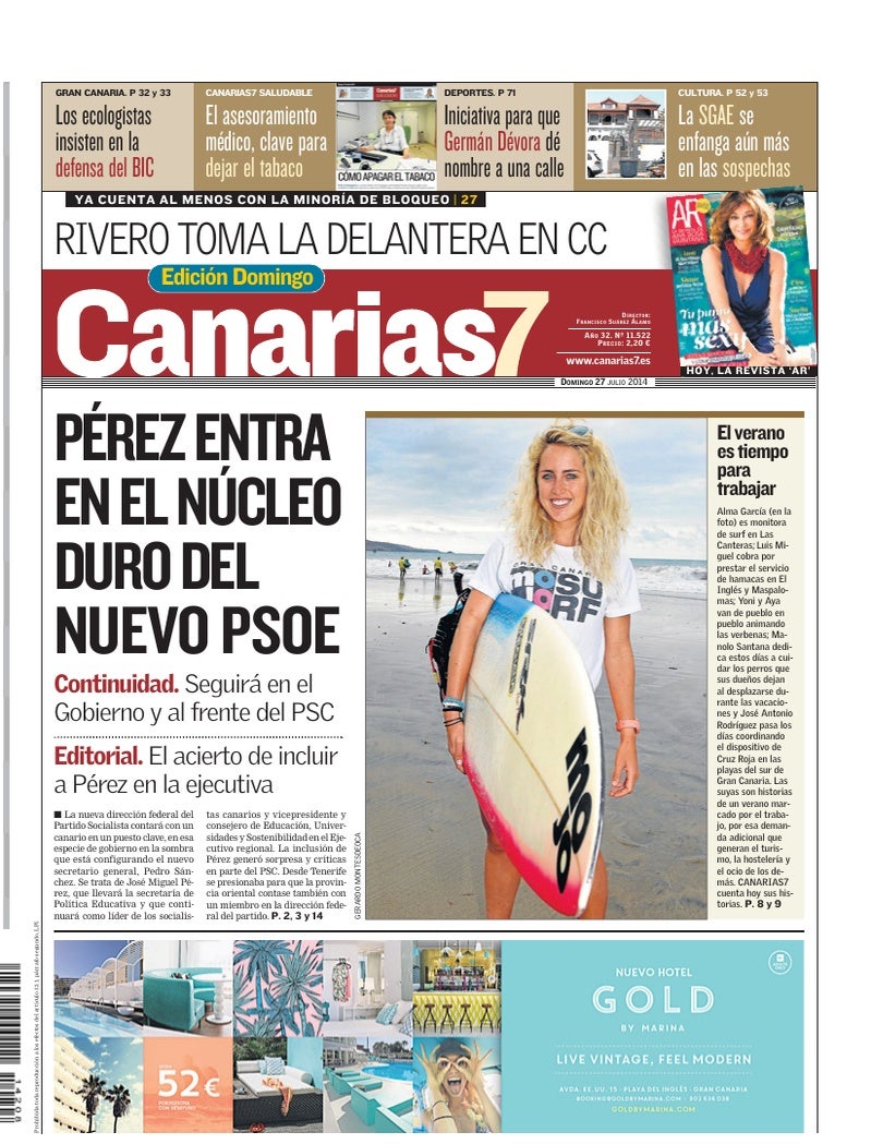 Portada Canarias7 27-07-2014