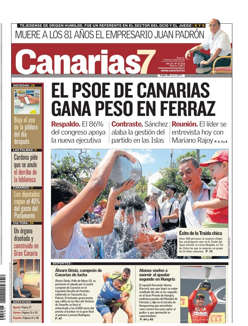 Portada Canarias7 28-07-2014