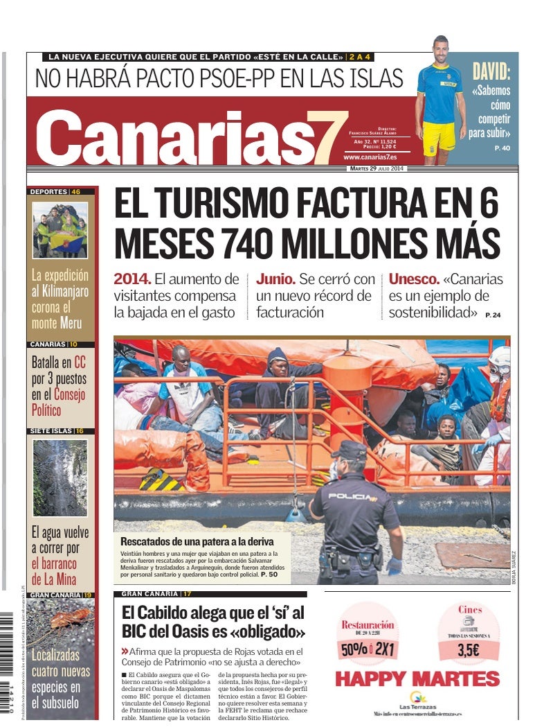 Portada Canarias7 29-07-2014