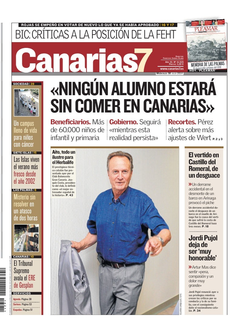 Portada Canarias7 30-07-2014