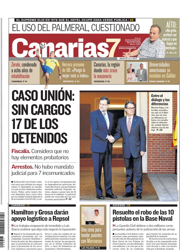 Portada Canarias7 31-07-2014