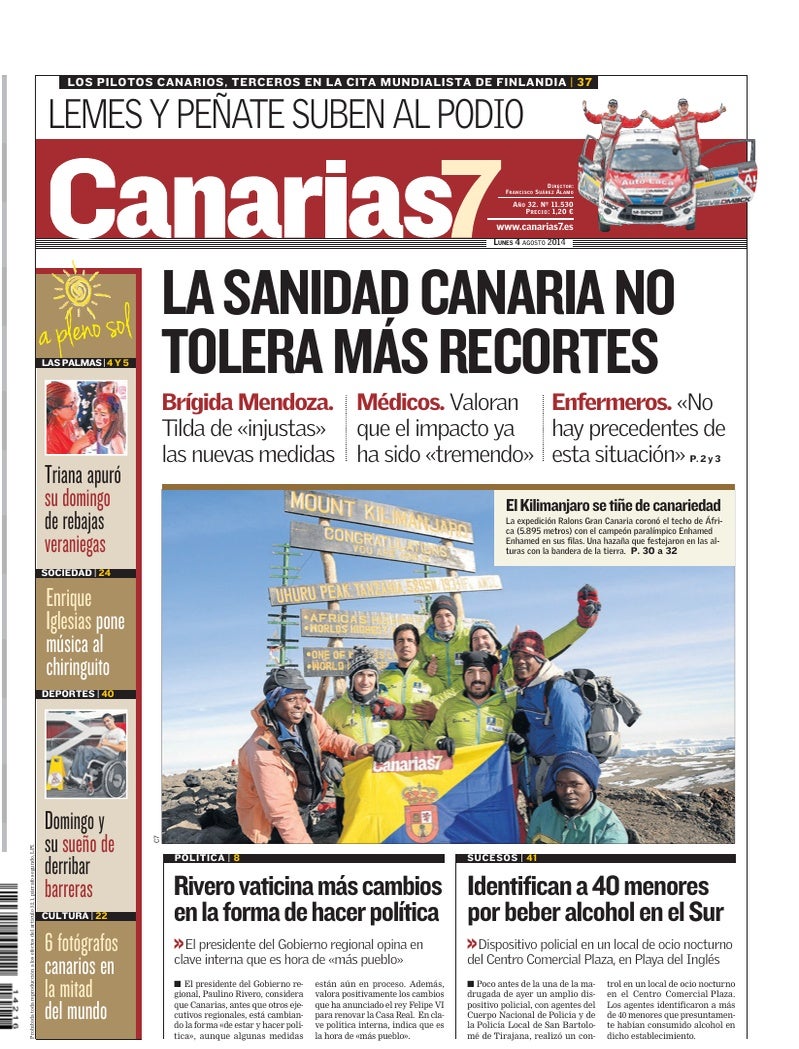 Portada Canarias7 04-08-2014