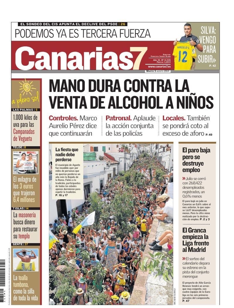 Portada Canarias7 05-08-2014