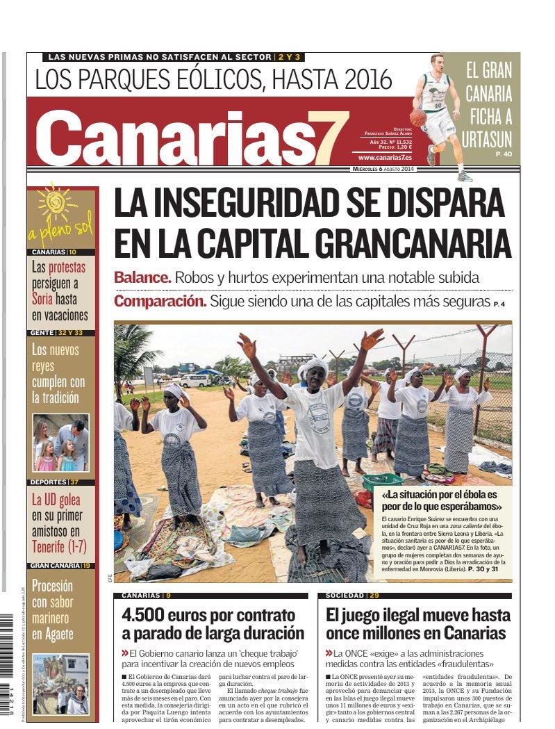 Portada Canarias7 06-08-2014