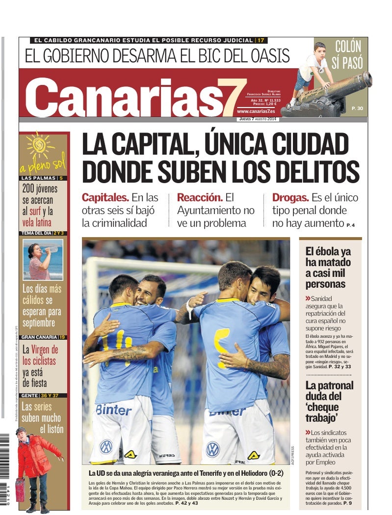 Portada Canarias7 07-08-2014