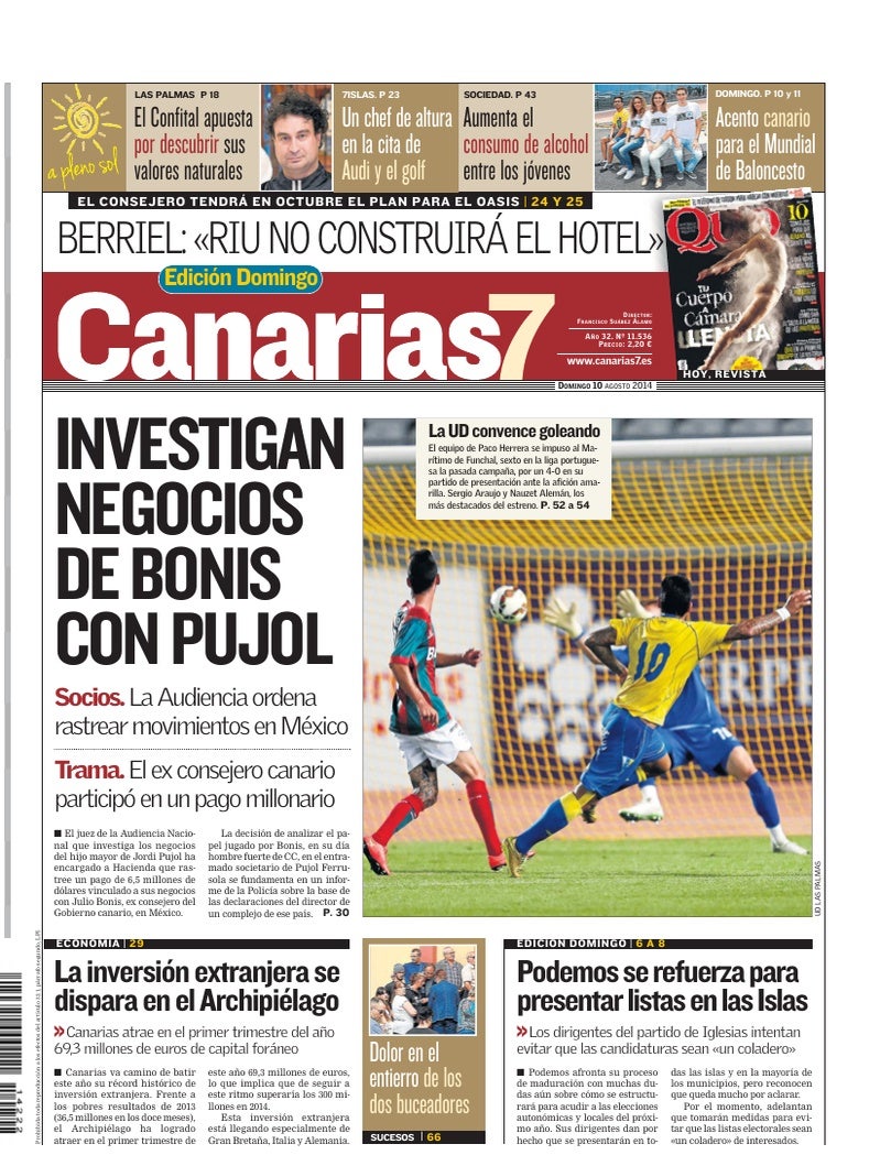 Portada Canarias7 10-08-2014