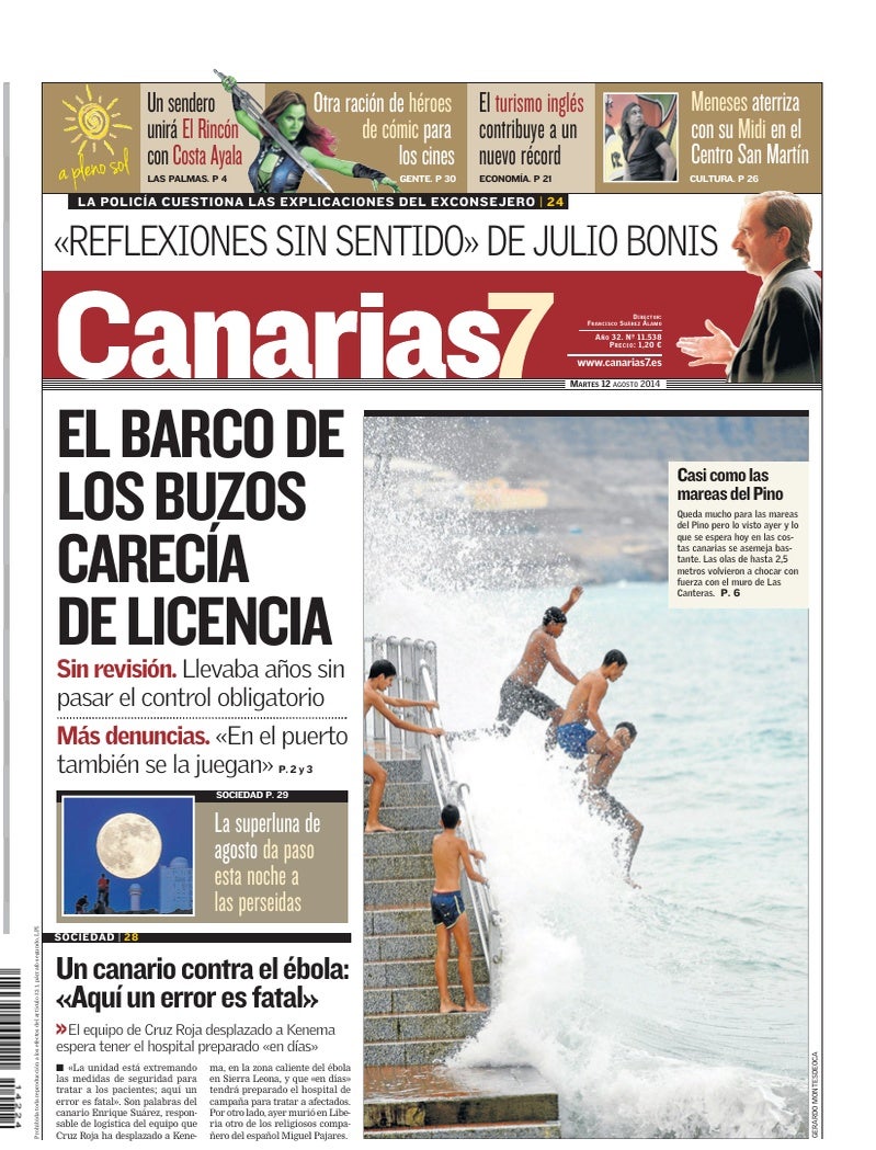 Portada Canarias7 12-08-2014
