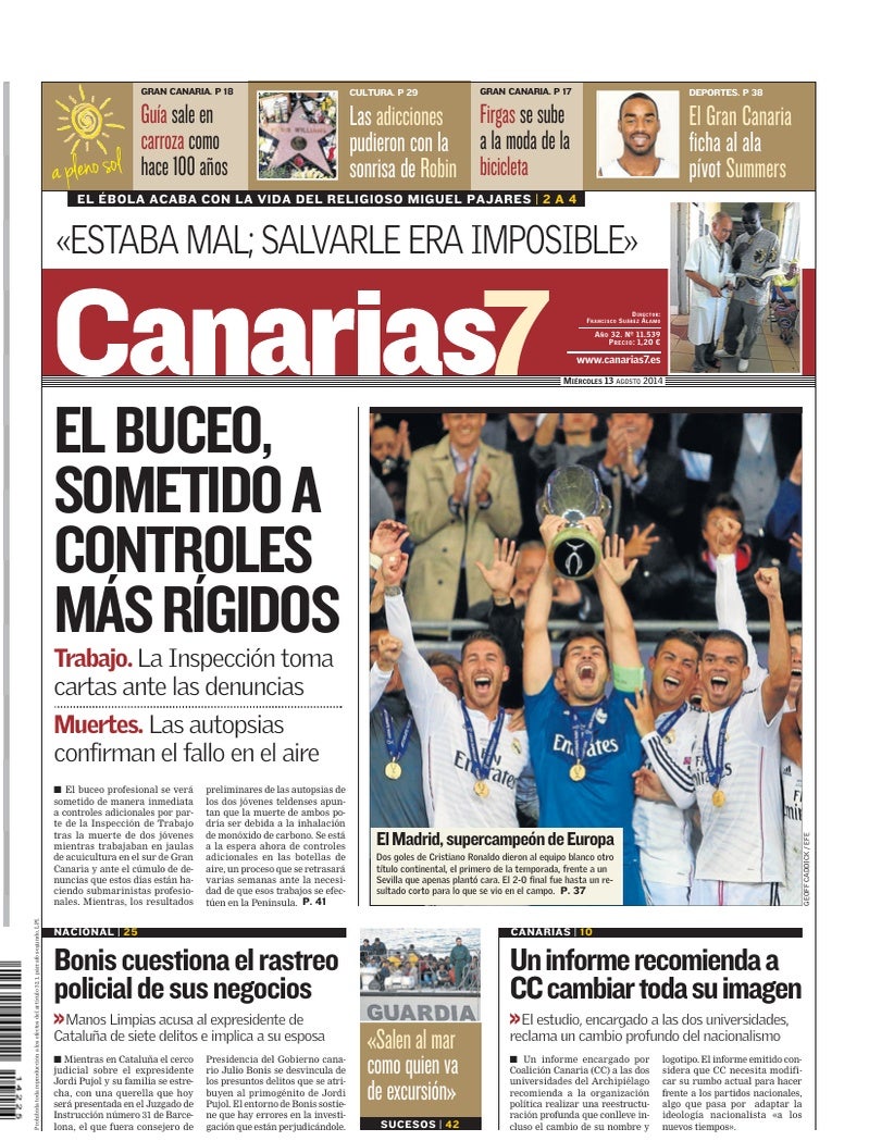 Portada Canarias7 13-08-2014