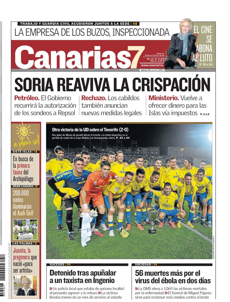 Portada Canarias7 14-08-2014