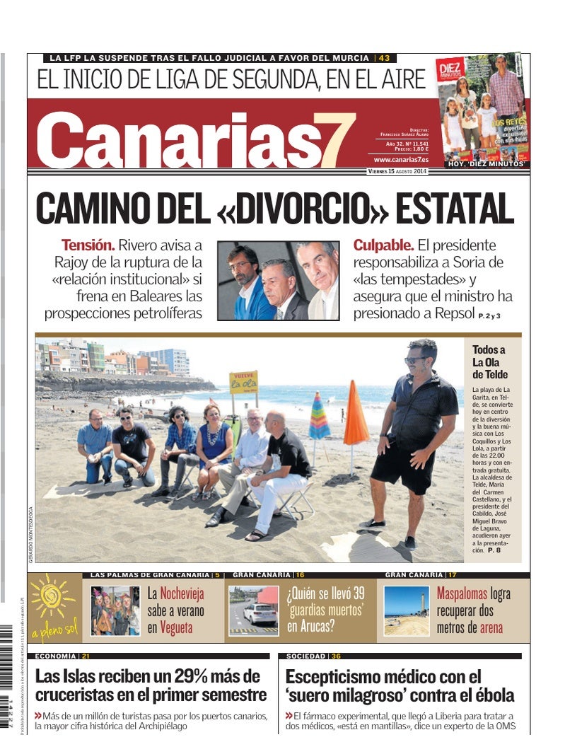 Portada Canarias7 15-08-2014