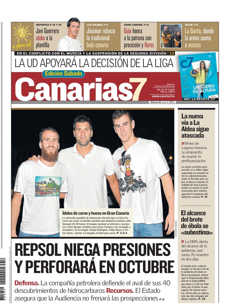Portada Canarias7 16-08-2014