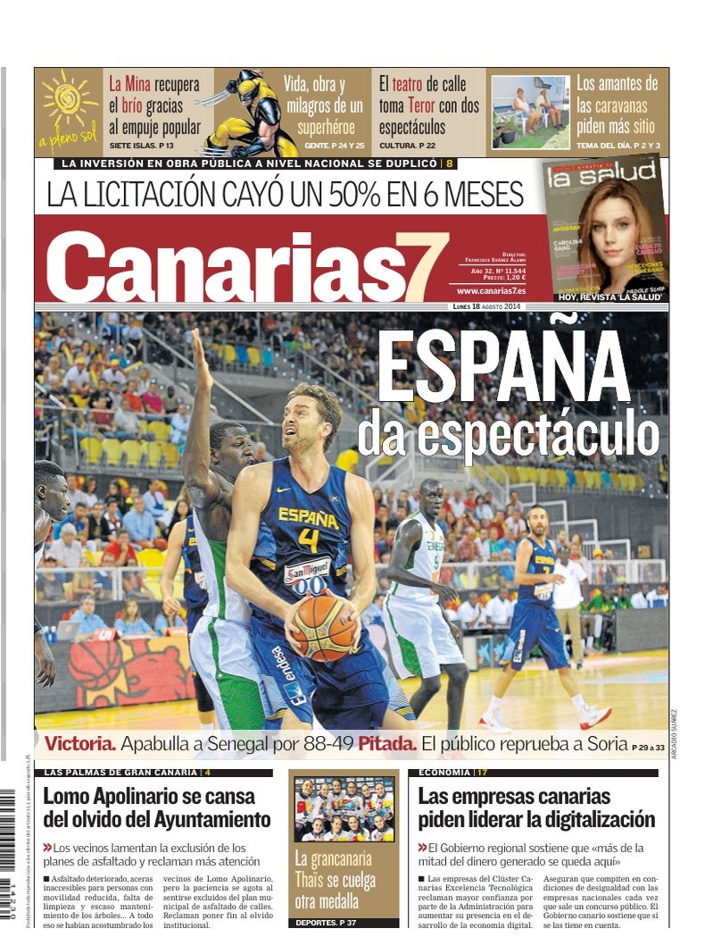 Portada Canarias7 18-08-2014