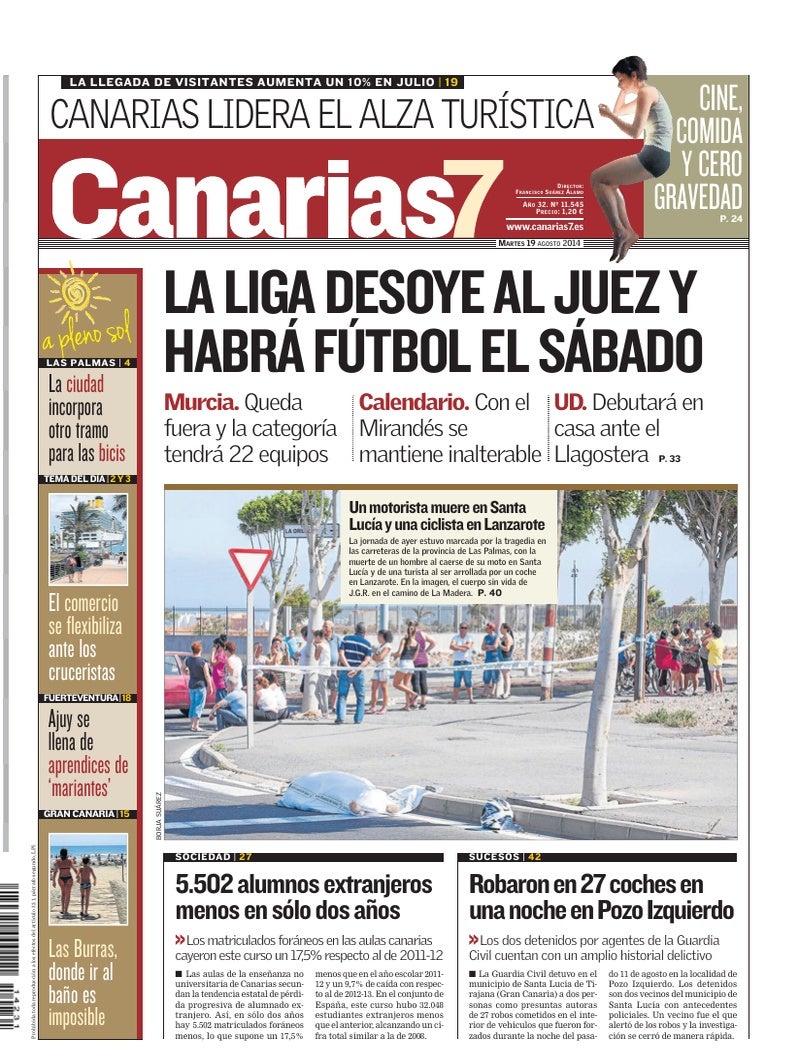Portada Canarias7 19-08-2014