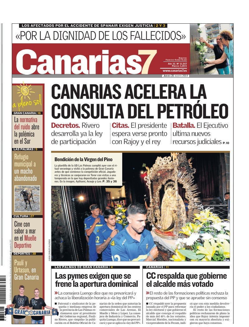 Portada Canarias7 21-08-2014