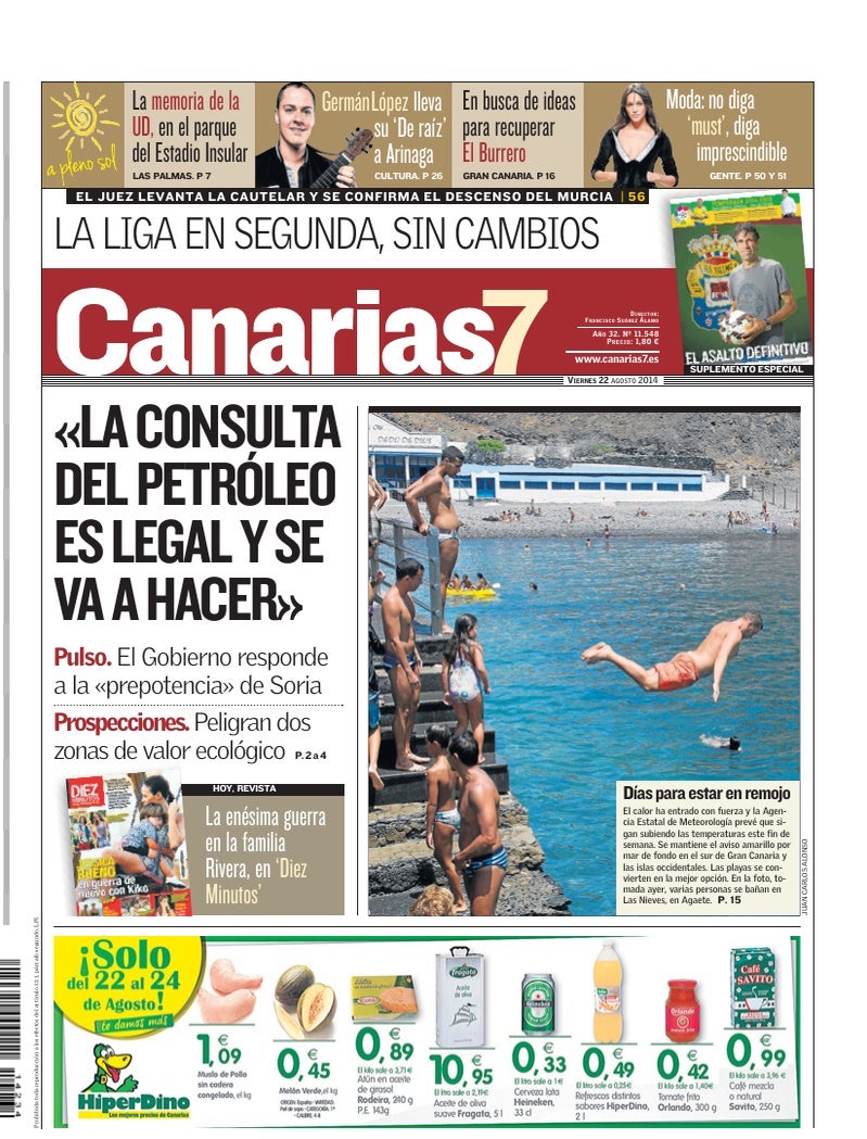 Portada Canarias7 22-08-2014