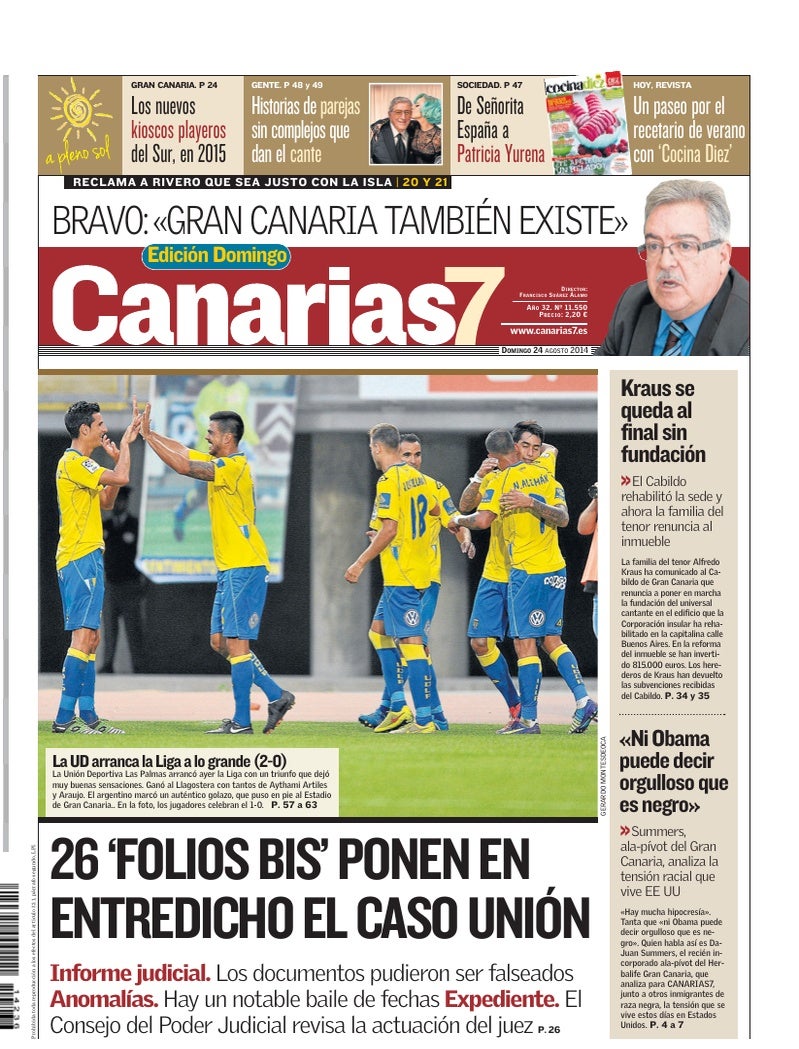 Portada Canarias7 24-08-2014