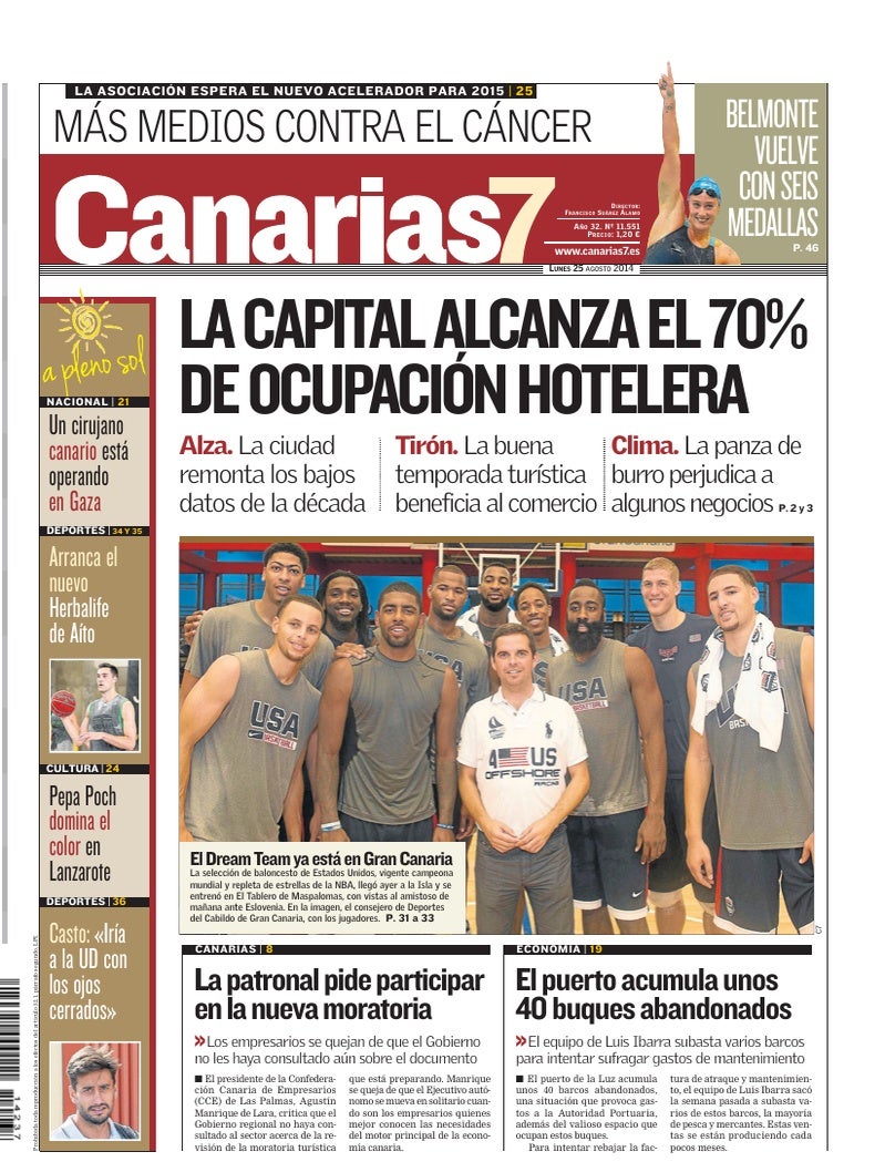 Portada Canarias7 25-08-2014