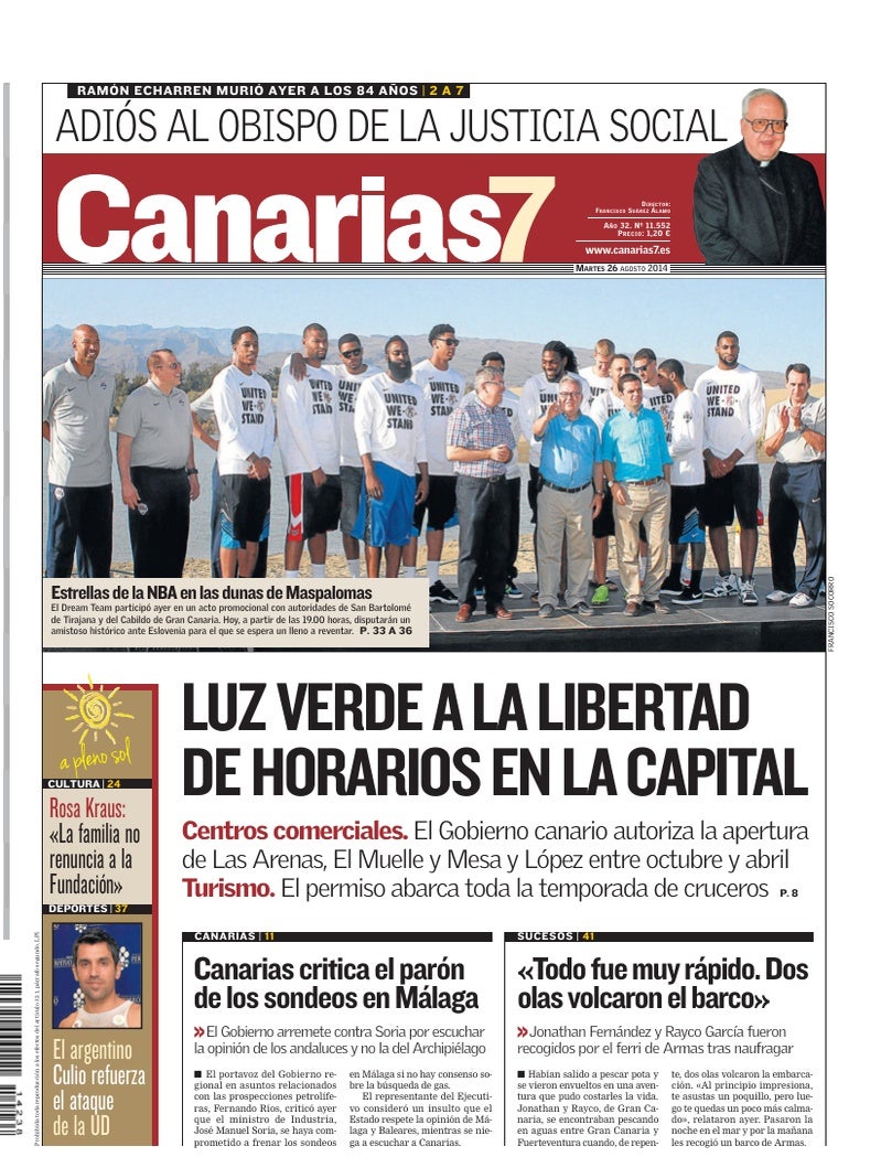 Portada Canarias7 26-08-2014