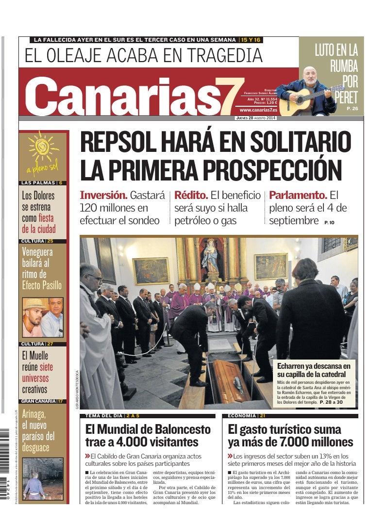 Portada Canarias7 28-08-2014