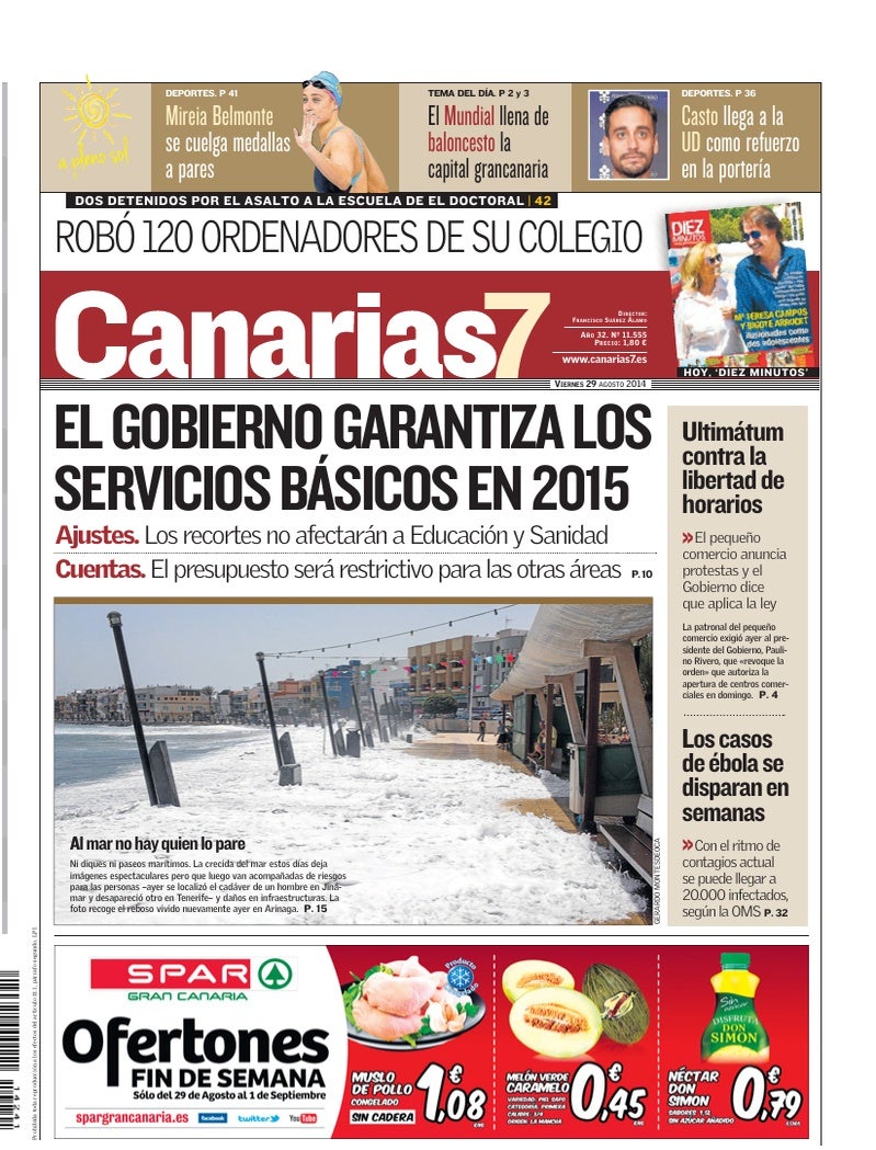Portada Canarias7 29-08-2014
