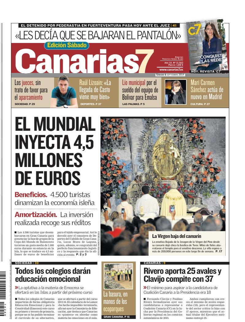 Portada Canarias7 06-09-2014