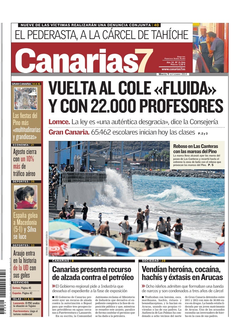 Portada Canarias7 09-09-2014