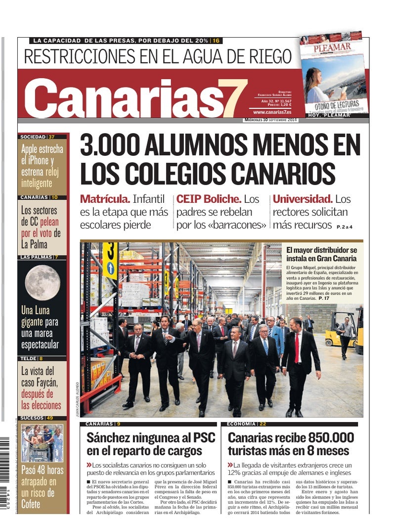 Portada Canarias7 10-09-2014
