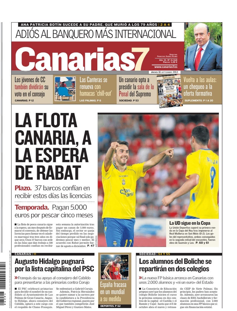 Portada Canarias7 11-09-2014
